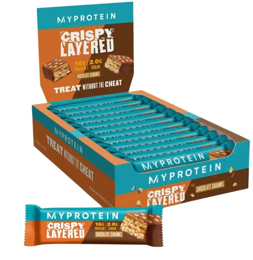 MyProtein Crispy Layered Proteinriegel, Chocolate Caramel (12x58g)