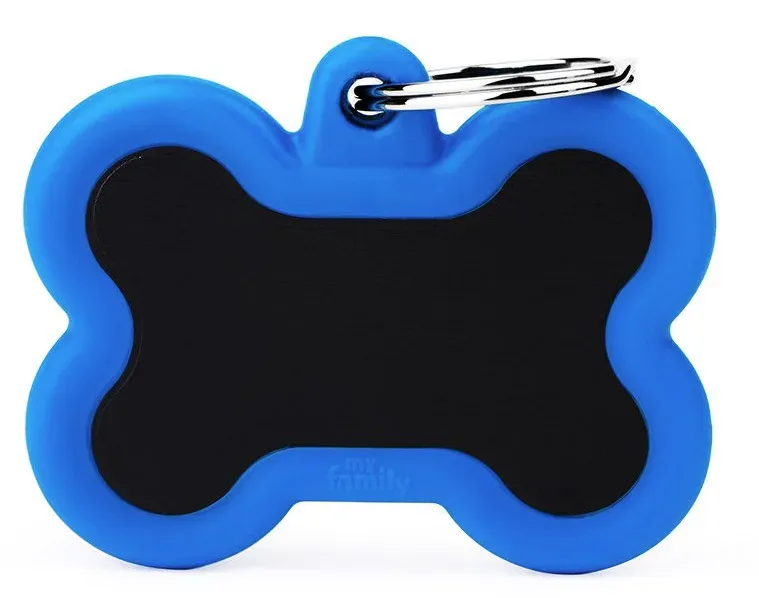MyFamily Black Bone Alu ID-Hundetag blau, 4.9x3.6cm (1 Stk)