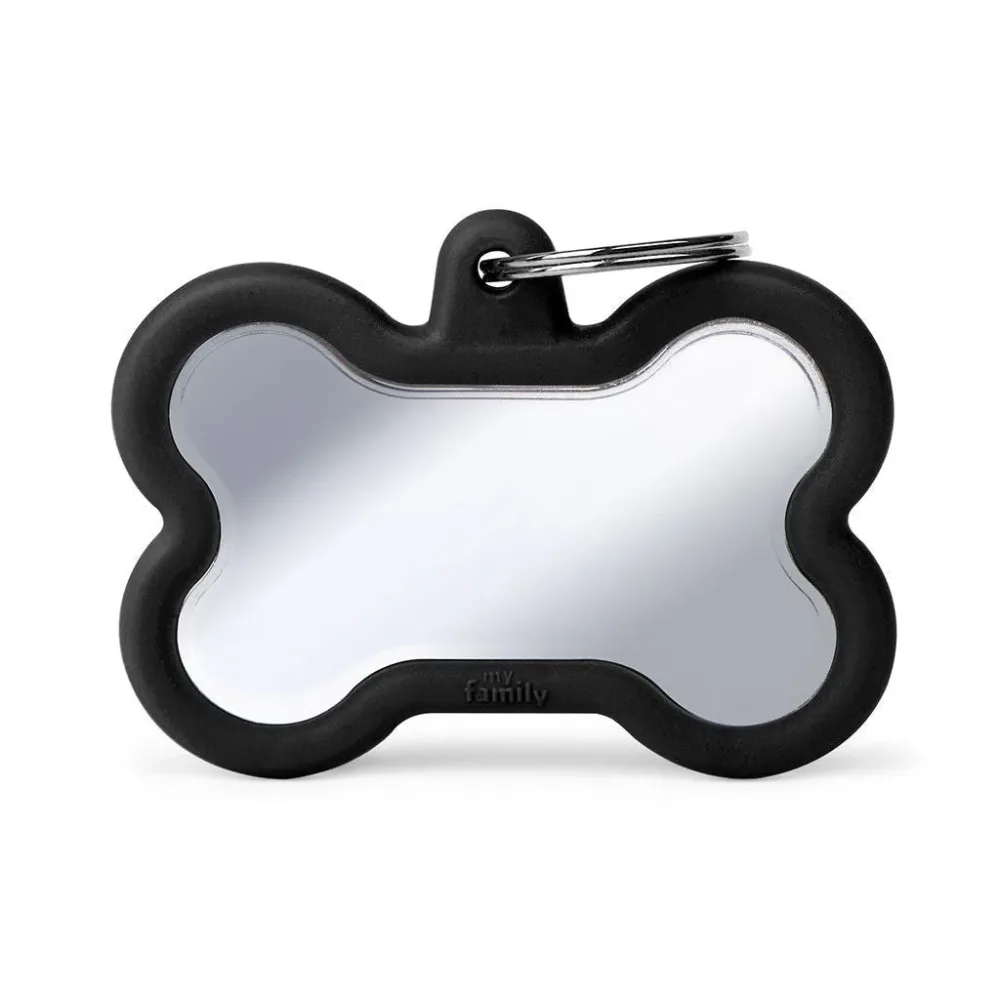 MyFamily Bone Chrome Plated Brass ID-Hundetag schwarz, 4.9x3.6cm (1 Stk)