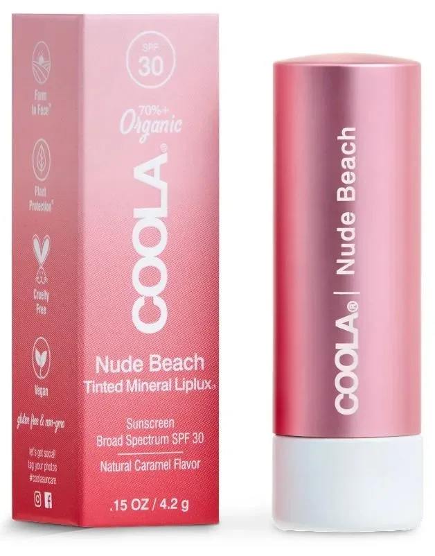 Coola Mineral Liplux Organic Tinted Lip Balm Sunscreen SPF30 Nude Beach (4.2g)