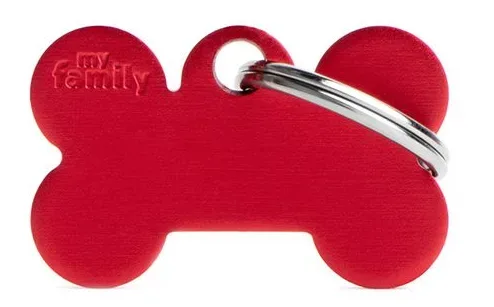 MyFamily Bone Aluminium ID-Hundetag rot, 3x1.9cm (1 Stk)
