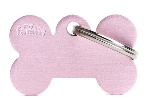 MyFamily Bone Aluminium ID-Hundetag pink, 3x1.9cm (1 Stk)