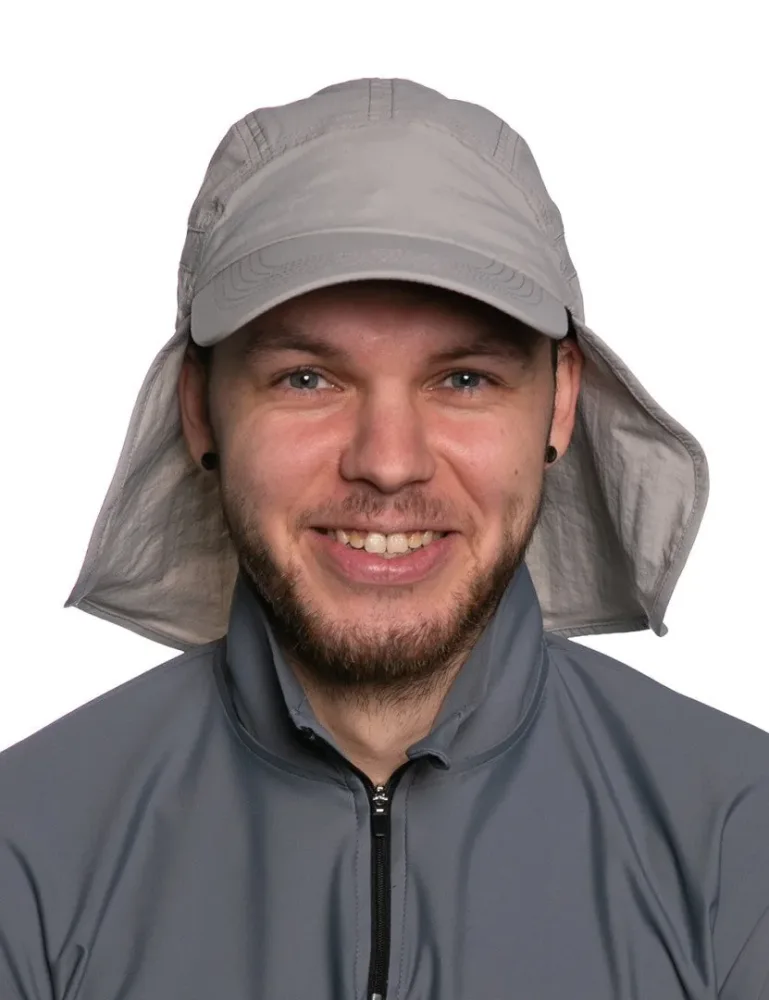 iq-uv UV Schutz Kappe mit Nackenschutz, recycelt, grau (1 Stk)