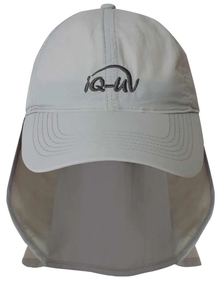 iq-uv UV Schutz Logo Kappe mit Nackenschutz recycelt grau (1 Stk)