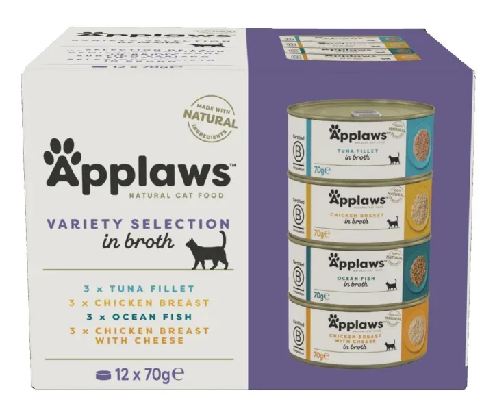 Applaws Nassfutter Katze Adult Multipack in Brühe 12x70 g Gemischte Selektion