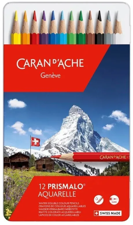 CARAN D'ACHE Farbstifte Prismalo 3mm 999.312 ass. in Metallsch. 12 St&uuml;ck