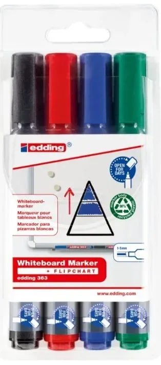 Edding -  Boardmarker 363 1-5mm, 4 Farben, Etui, Multicolor