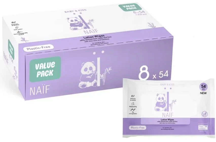 Naïf Kunststofffreie Lotion Baby-Feuchttücher (432 Stk)