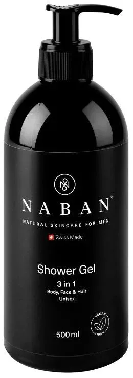 NABAN -  Shower Gel  Duschgel  500ml 3 in 1  Body, Face & Hair  Unisex, 500  ml