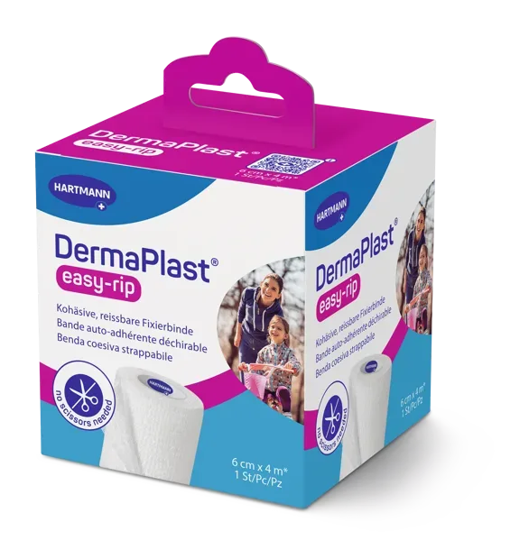 DermaPlast easy-rip Fixier- und Stützbinde weiss, 6cmx4m (1 Stk)