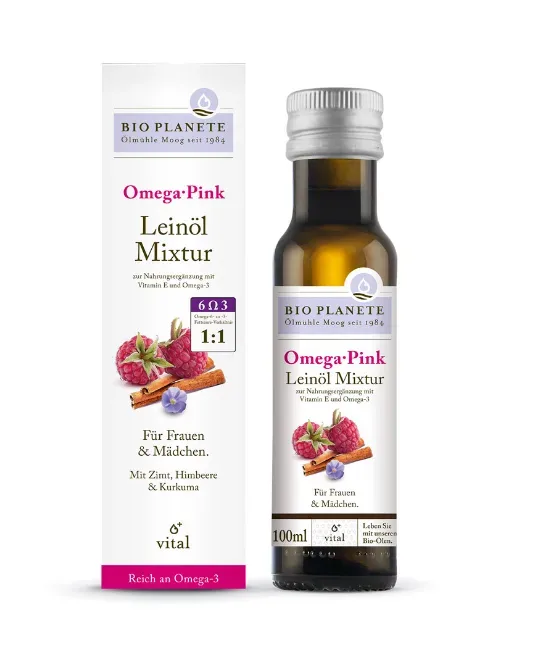 BIO PLANETE Omega Pink Leinöl Mixtur (100ml)