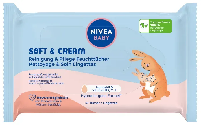 Nivea - Baby SOFT & CREAM Feuchttücher, 57 Stück