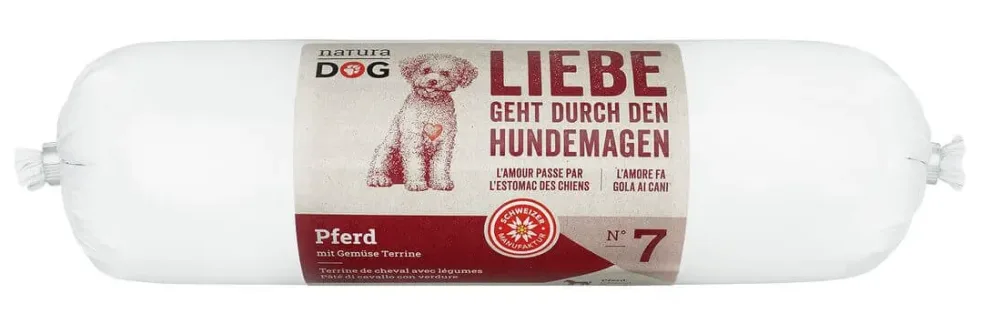naturaDog Pferd & Gemüse Terrine, Nassfutter für Hunde (400g)