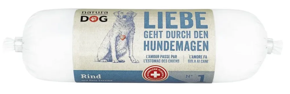 naturaDog Rind & Reis Terrine, Nassfutter für Hunde (200g)