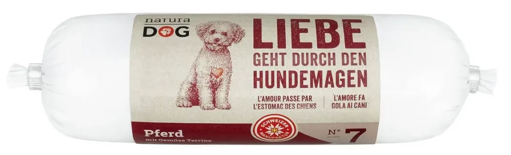 naturaDog Pferd & Gemüse Terrine, Nassfutter für Hunde (200g)