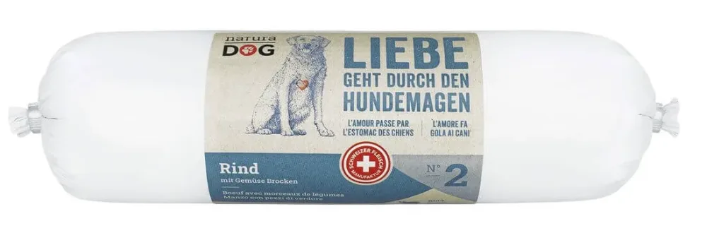 naturaDog Rind & Gemüse Brocken, Nassfutter für Hunde (400g)