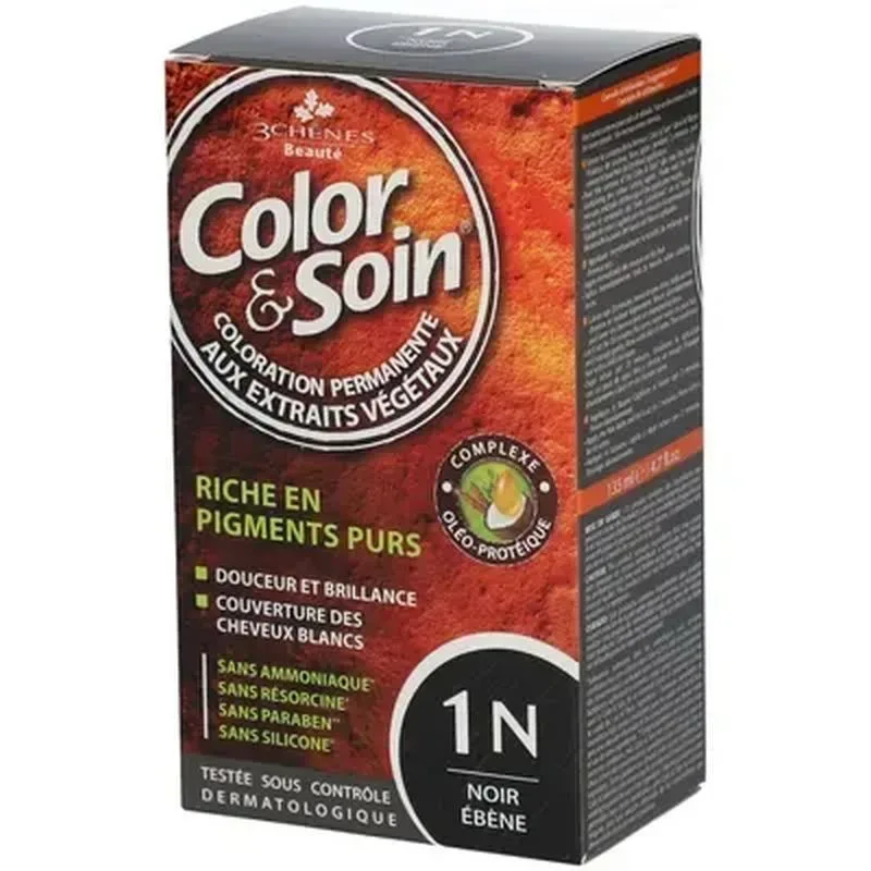 Color & Soin - Coloration permanente 1N Noir Ebène, 135 ml
