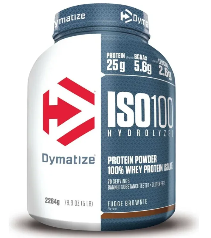 DYMATIZE - Power Pulver, Iso 100 Fudge Brownie 5lb, 2.264KG