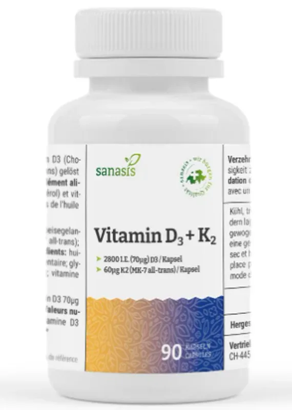 sanasis Vitamin D3+K2 Kapseln (90 Stk)
