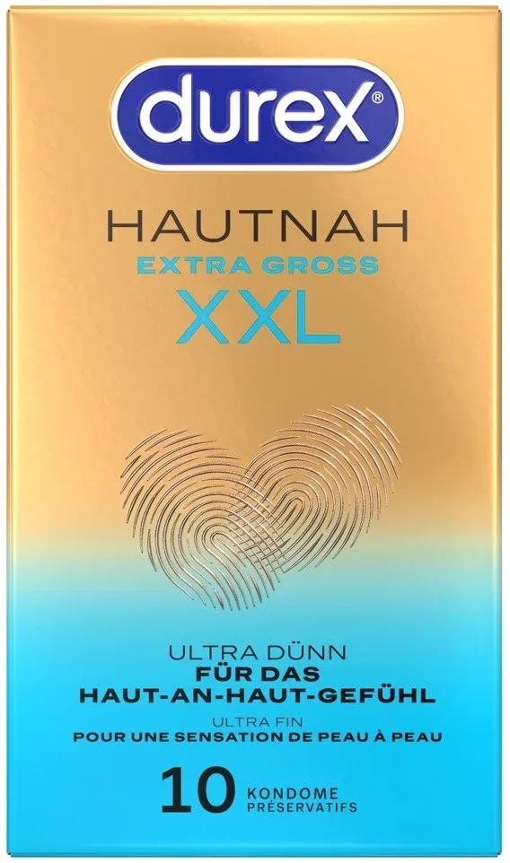 Durex - Kondome Hautnah Extra Gross Ultra Dünn - XXL - Naturkautschuklatex, Silikon - 10 Stk