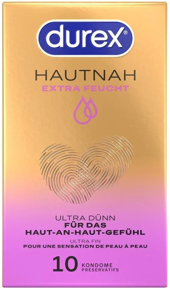 Durex - Kondome Hautnah Extra Feucht Ultra Dünn - Naturkautschuklatex - 10 Stk