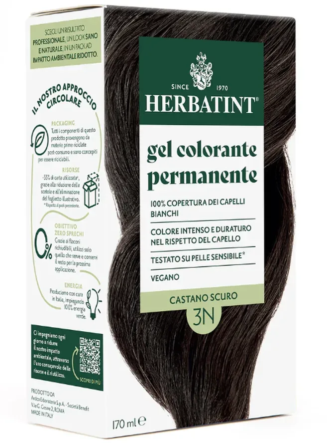 Herbatint Permanentes Haarfärbegel, Dunkles Kastanienbraun (3N), 100 % Grauhaar Abdeckung
