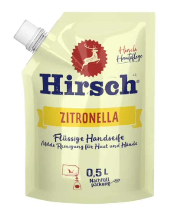 Hirsch Zitronella Flüssigseife Nachfüllpack (500ml)