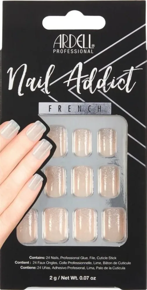 Ardell - Nail Addict French Glitter, Künstliche Fingernägel, 24 Stk