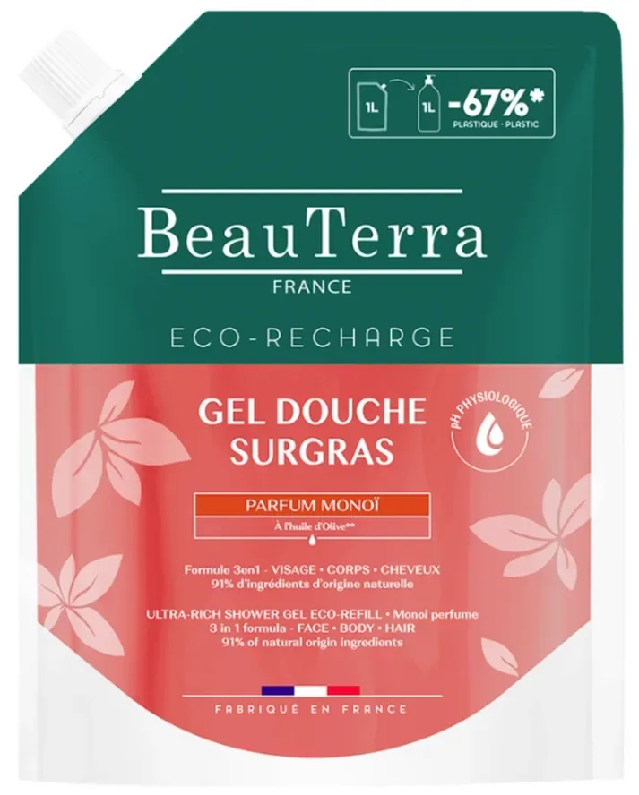 BeauTerra Rückfettendes Duschgel Monoï Refill (1 Liter)