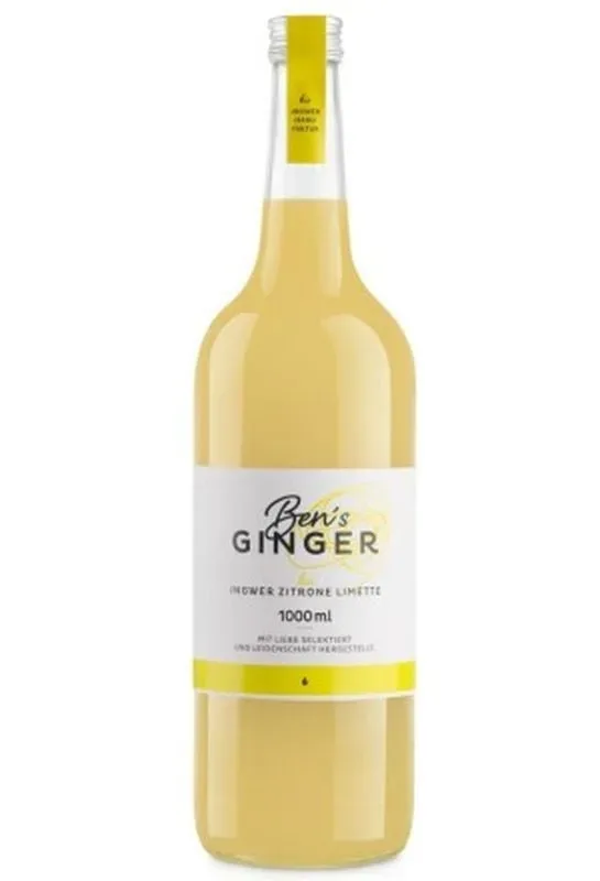 Ben's GINGER Bio Ingwer-Zitronen-Limettenkonzentrat ohne Zucker (1 Liter)
