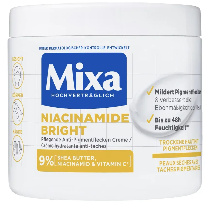 Mixa - Niacinamide Bright Pflegende Anti-Pigmentflecken Creme, 400 ml