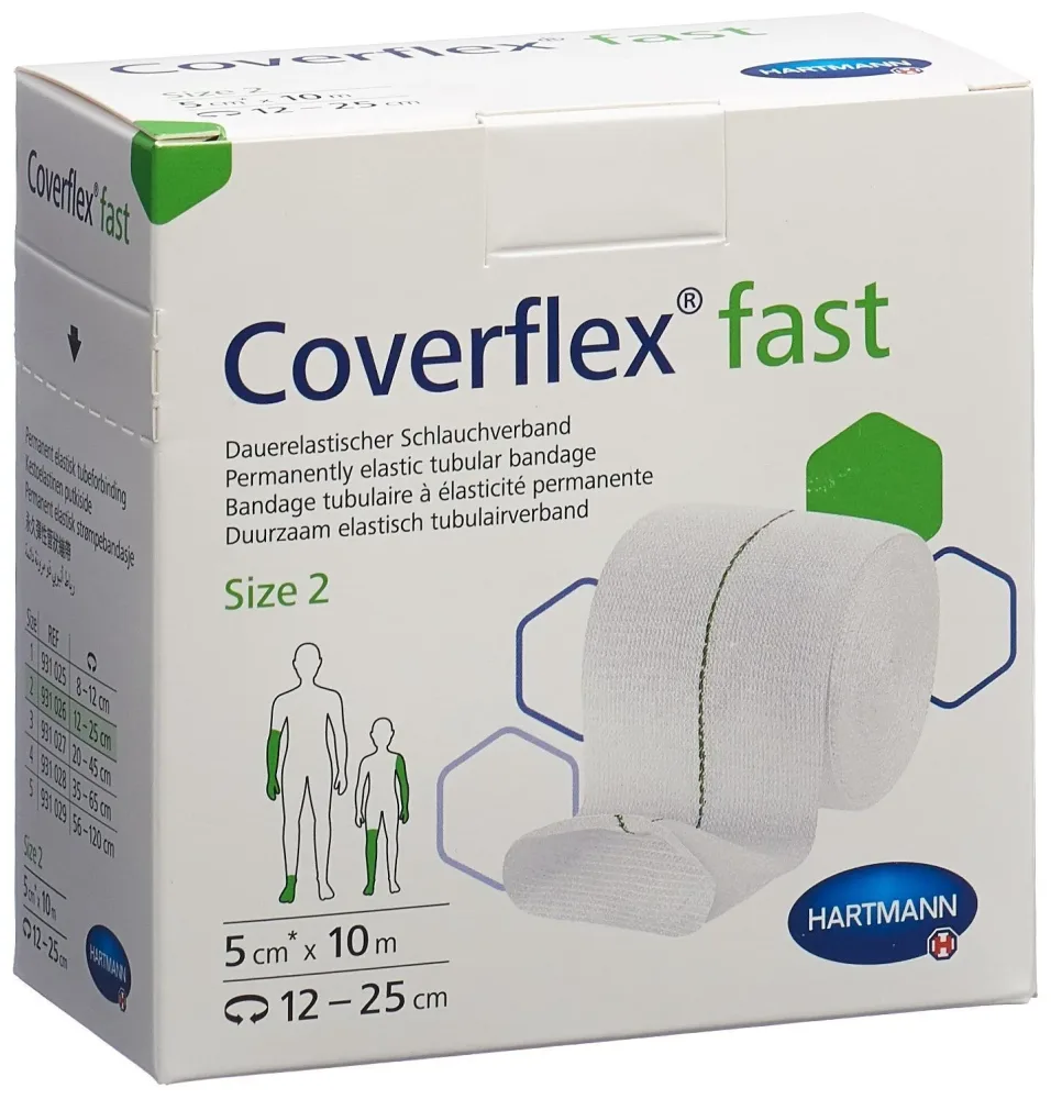 Coverflex fast Schlauchverband Grösse 2, grün, 5cmx10m (1 Stk)