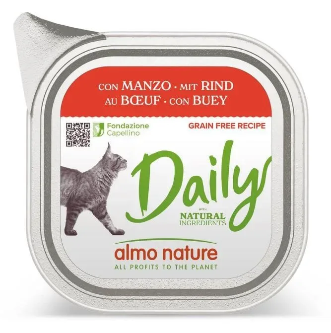 Almo Nature Daily mit Rind, Nassfutter für Katzen (100g)