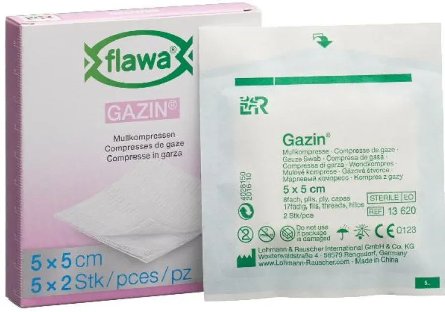 FLAWA Gazin Mullkompressen, steril, 5x5cm (5x2 Stk)