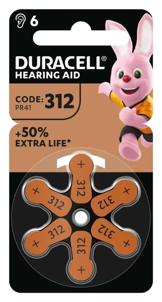 Duracell Hörgerätebatterie ZA312 1.45 V 1 St. 160 mAh Zink-Luft DURACELL - Batterie Hörgeraete EasyTab 312 PR41 NEU 6St.