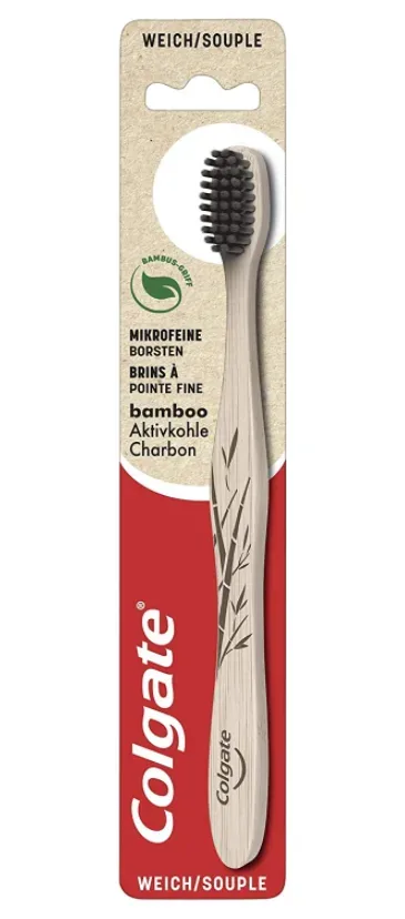 Colgate - Bamboo Aktivkohle Weich Zahnbürste, Aus Nachhaltigem Bambus, 1 Stück