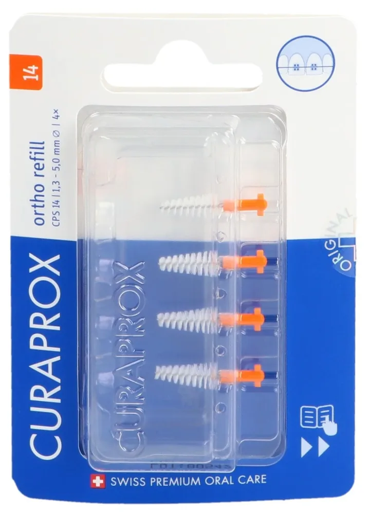 CURAPROX CPS 14 ortho Orange Ersatzbürsten, Durchmesser 1.5-5mm (4 Stk)