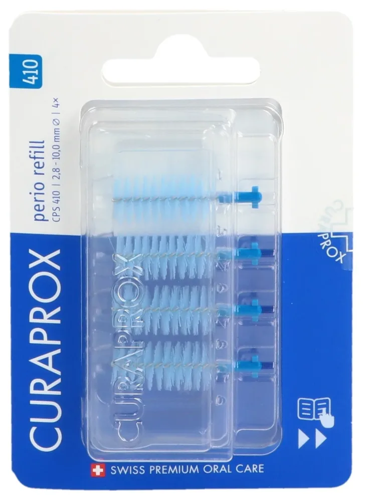 CURAPROX CPS 410 Perio Himmelblau Ersatzbürsten, Durchmesser 2.8-10mm (4 Stk)