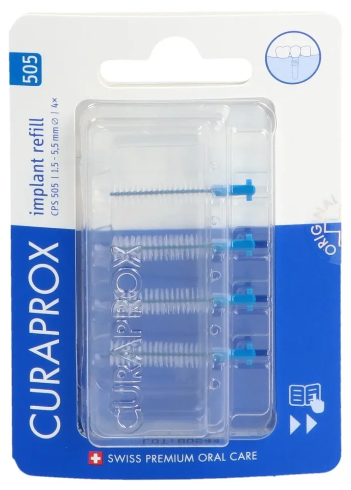 CURAPROX CPS 505 Implant Blau Ersatzbürsten, Durchmesser 2-5.5mm (4 Stk)
