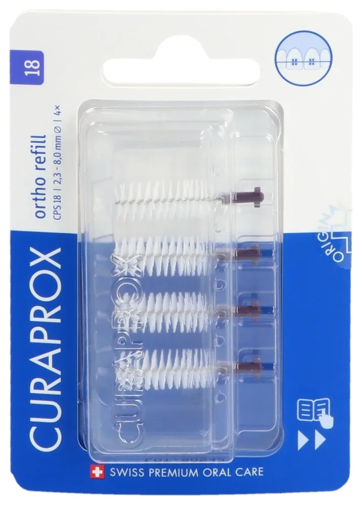 CURAPROX CPS 18 ortho Violett Ersatzbürsten, Durchmesser 2-8mm (4 Stk)