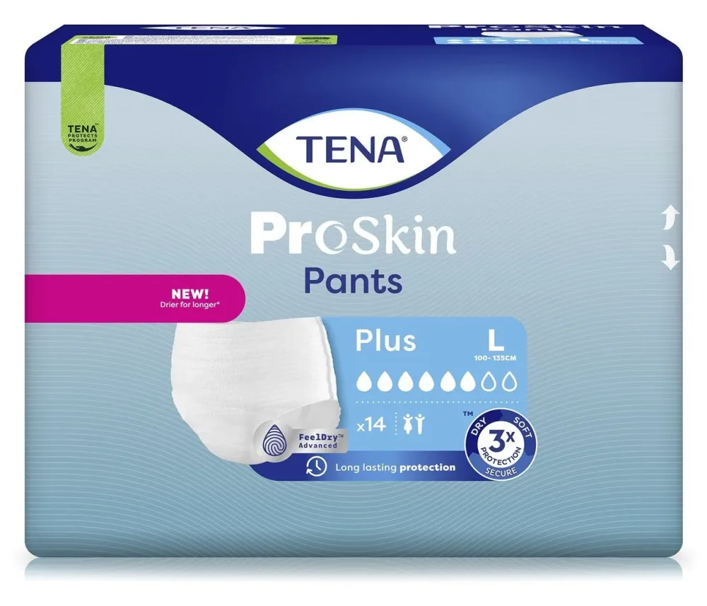 TENA ProSkin Pants Plus, Grösse L, Hüftumfang 100-135cm (14 Stk)