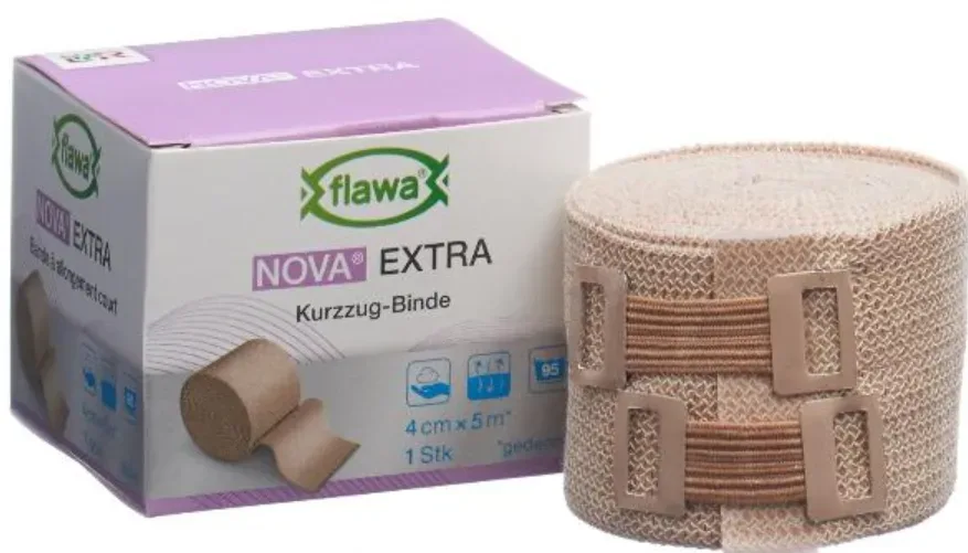 FLAWA NOVA EXTRA Kurzzugbinde, hautfarbig, 4cmx5m (1Stk)