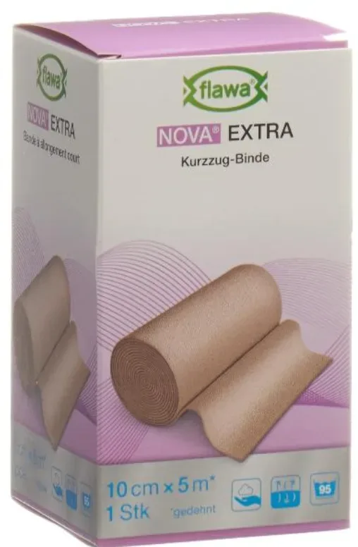 FLAWA NOVA EXTRA Kurzzugbinde, hautfarbig, 10cmx5m (1Stk)