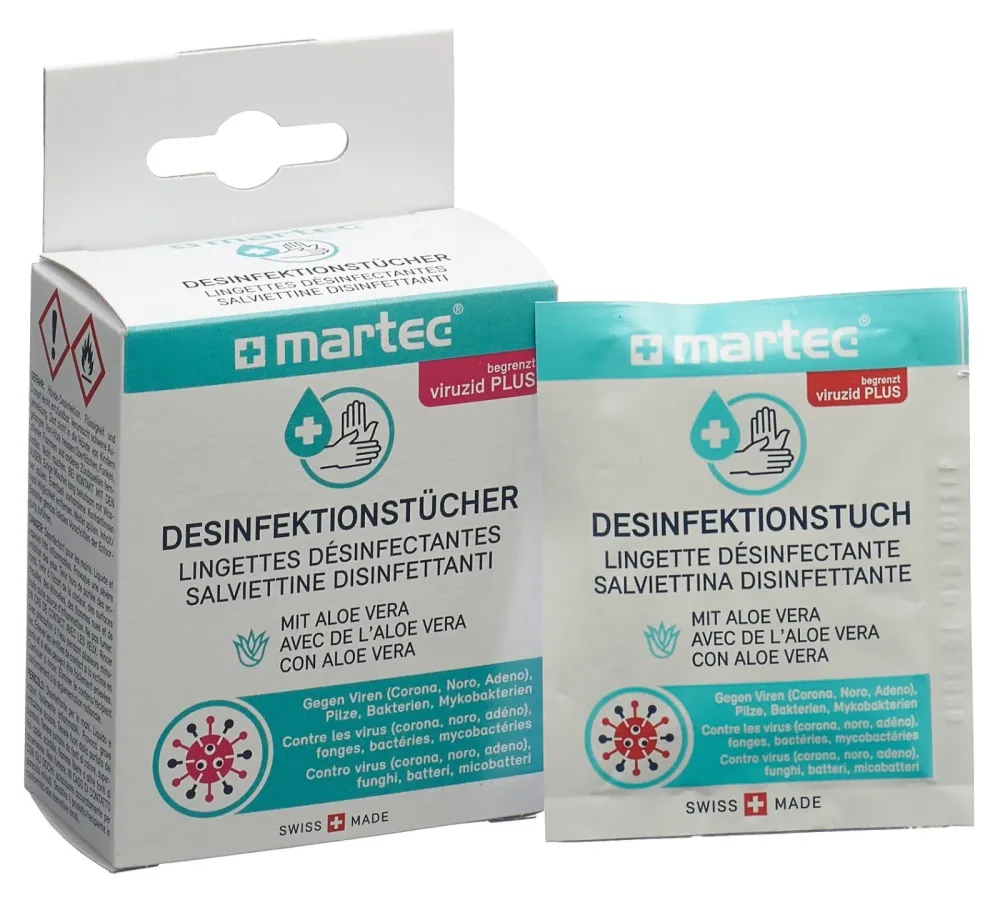 Martec Desinfektionstücher mit Aloe Vera (10 Stk)
