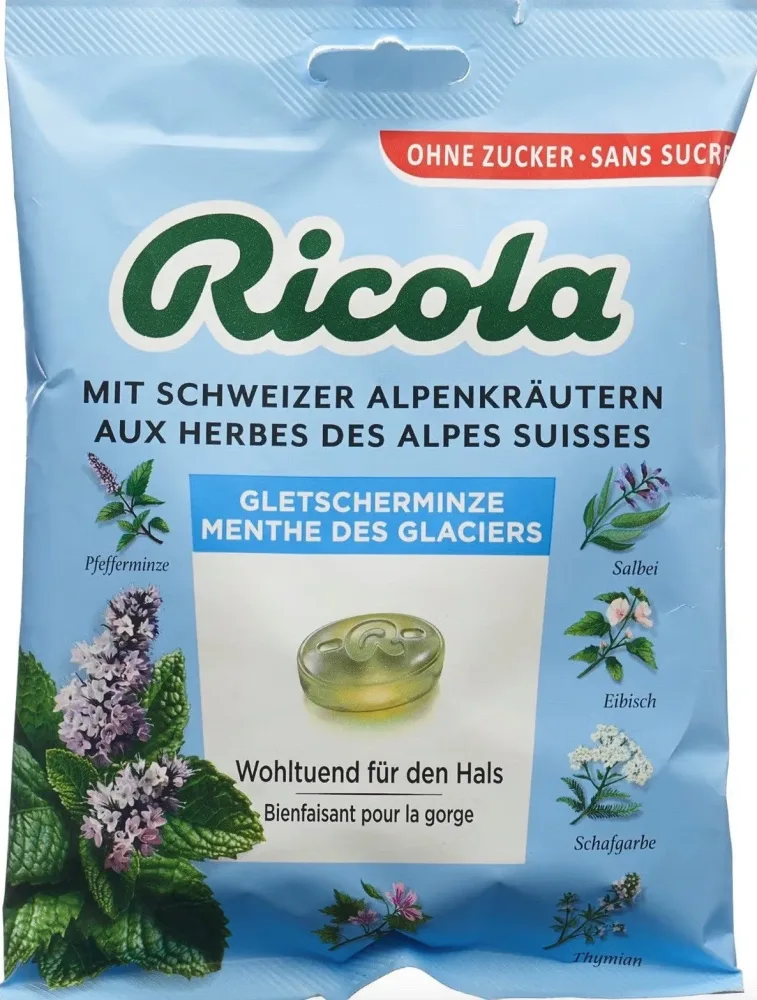 Ricola Gletscherminze Bonbons, ohne Zucker (125g)