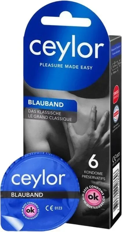 Ceylor - Blauband Präservativ mit Reservoir, 6 Stück