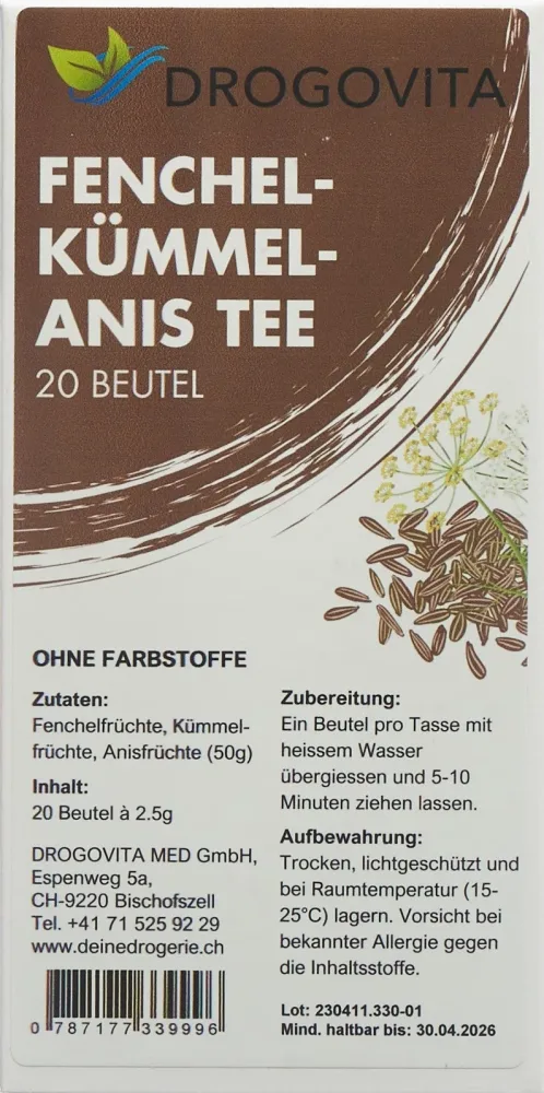 DROGOVITA Fenchel-Kümmel-Anis-Tee (20 Beutel)