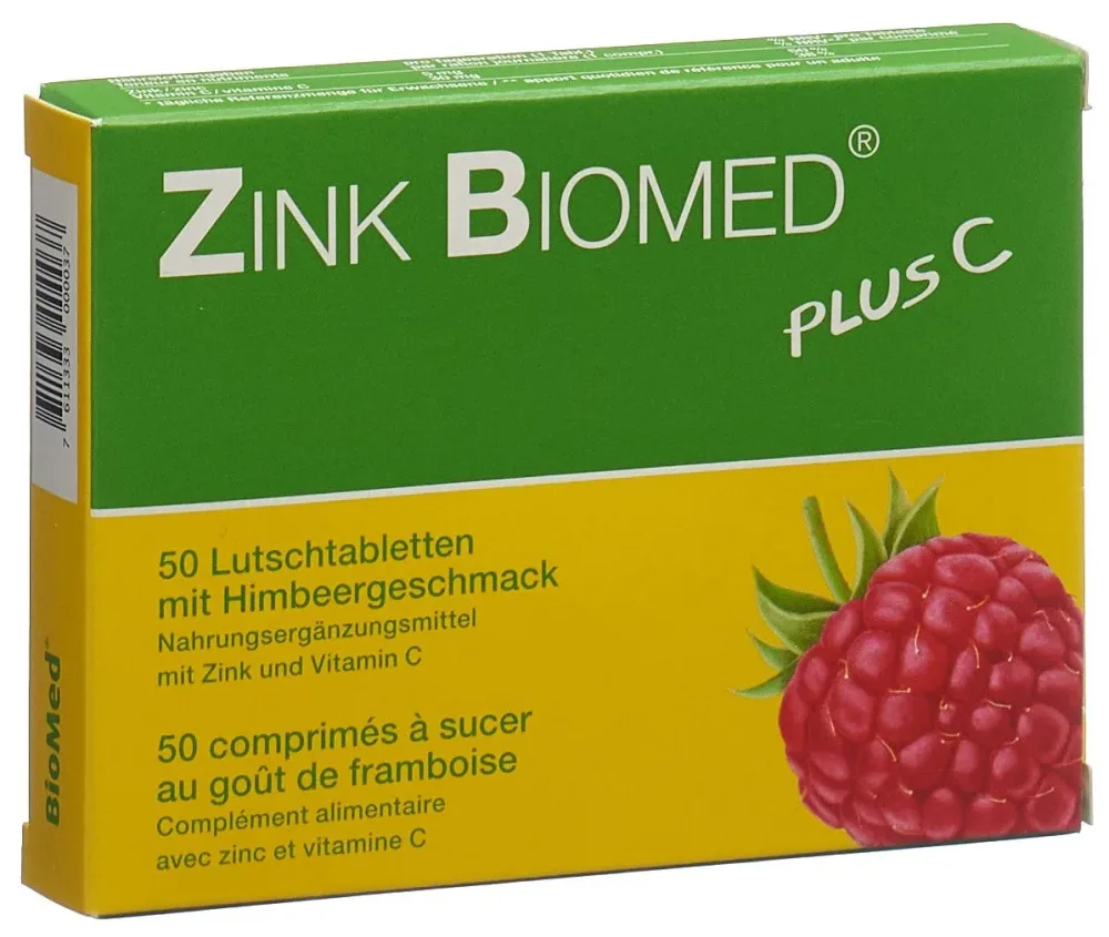 Zink Biomed Plus C Lutschtabletten, Himbeer (50 Stk)