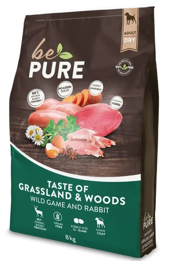 bePure Taste of Grassland and Woods Adult, Trockenfutter für Hunde (8kg)