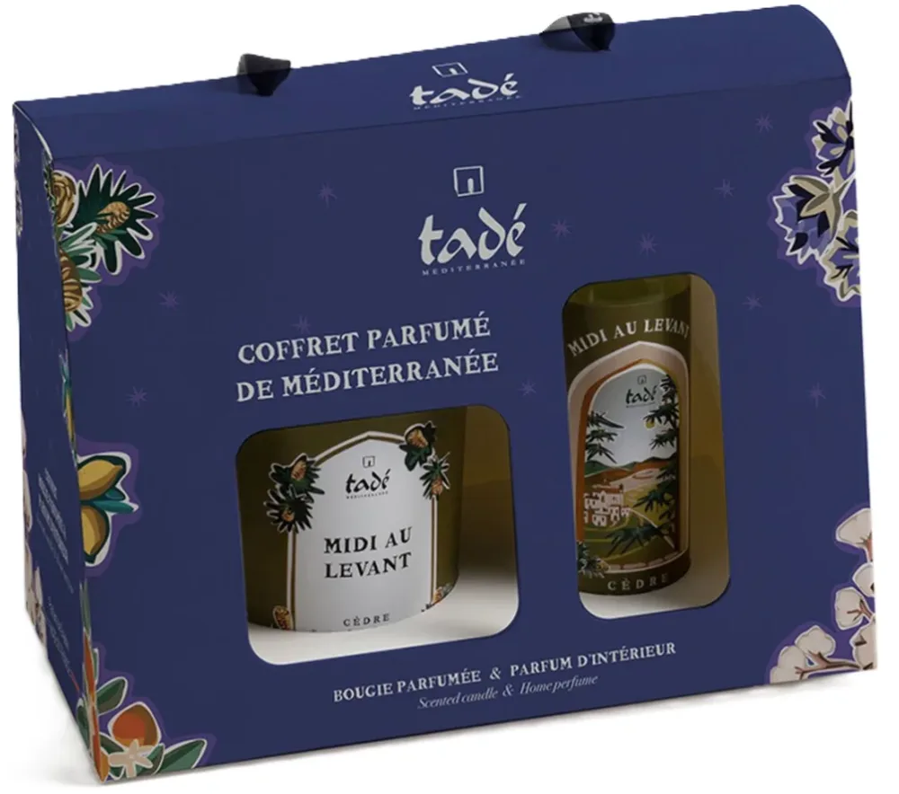 tadé Geschenkbox Duftkerze & Duftspray Zedernholz Midi au Levant (2-teilig)
